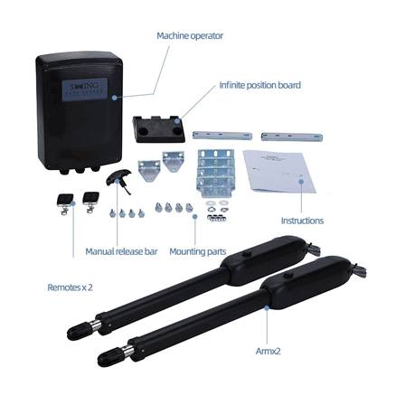 Turtech 400kg Automatic Swing Gate Opener Kit – Heavy-Duty Remote Control Electric Gate Motor System with 30m Range for Residential and Commercial Security