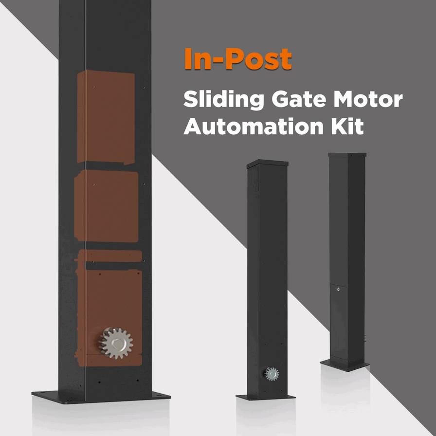 Modern Minimalist Automatic Sliding Gate Motor Kit – Complete Electric Gate Opener System with Gear Rack and Rails for Contemporary Property Automation