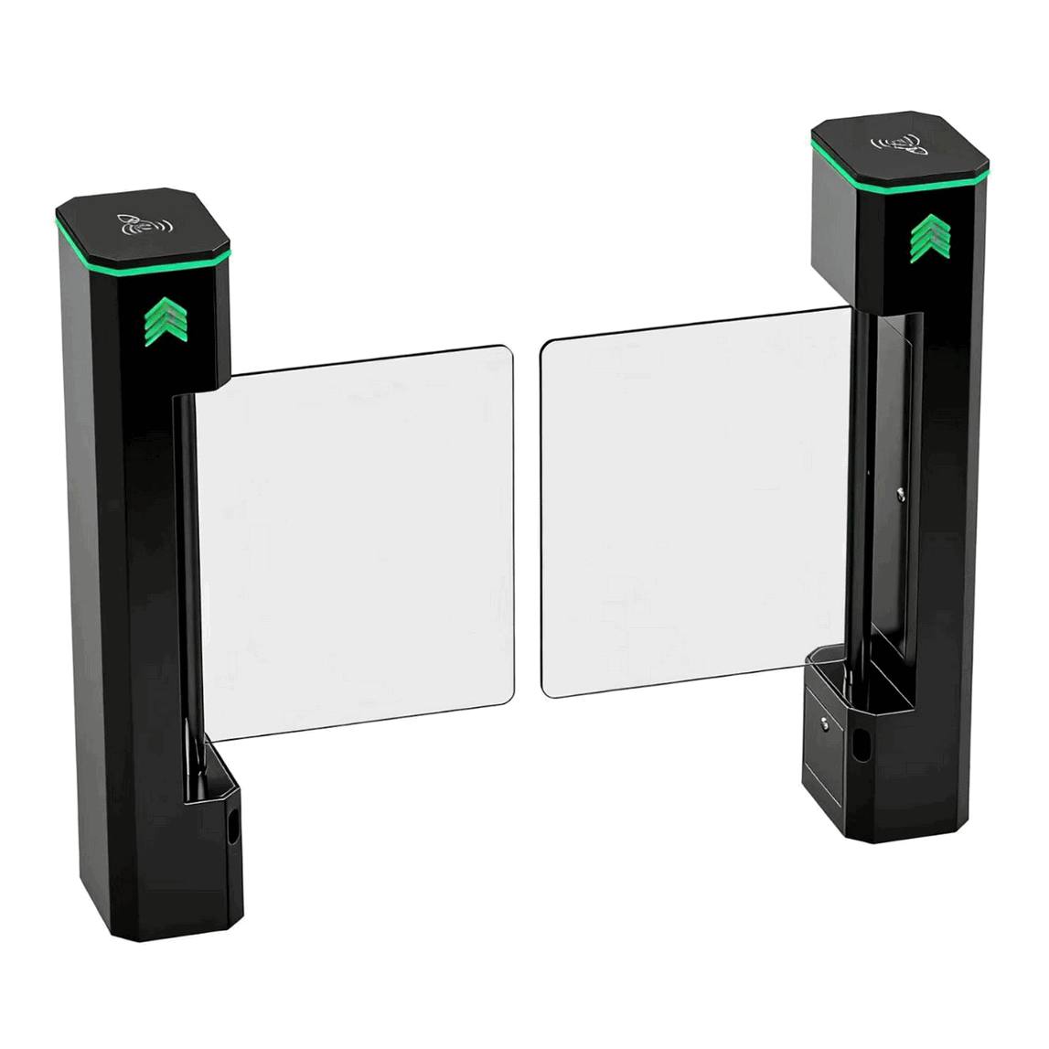 Premium 304 Stainless Steel Automatic Flap Barrier Turnstile Gate with Integrated RFID and Biometric Fingerprint Access Control System – Modern Corporate Office Security Solution