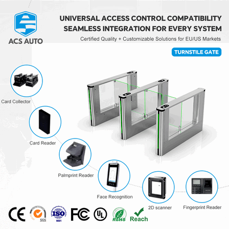 High-Speed Optical Swing Turnstile Gate - 0.2s Rapid Pedestrian Access Control System for Public Transit Hubs