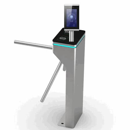 Premium 304 Stainless Steel Automatic Flap Barrier Turnstile Gate with Integrated RFID and Biometric Fingerprint Access Control System – Modern Corporate Office Security Solution